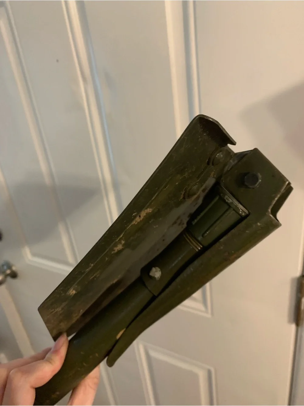 Military style vintage trench folding shovel with pick!